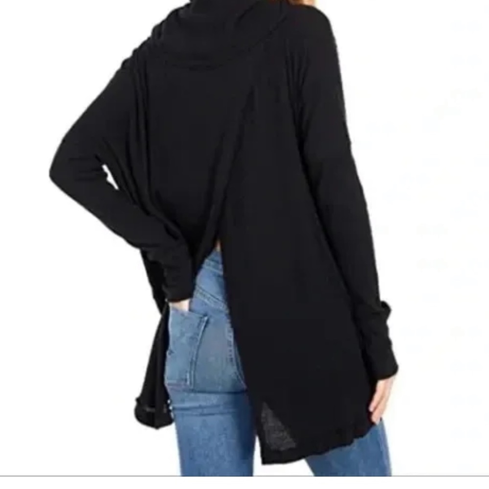 NWT Free People Juicy Long Sleeve Thermal Knit Shirt In Black Size Small - Picture 2 of 15